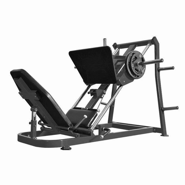 Excel Roller Bearing Leg Press - Muscle D Fitness - Plate Load Leg Press - Weight Storage Pegs - Adjustable Back Pad
