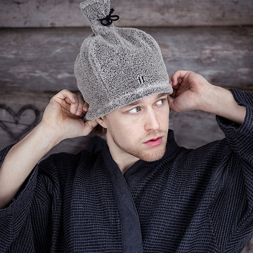 Rento Linen Terry Hat Sauna Hat, Brown Linen Terry - image 3