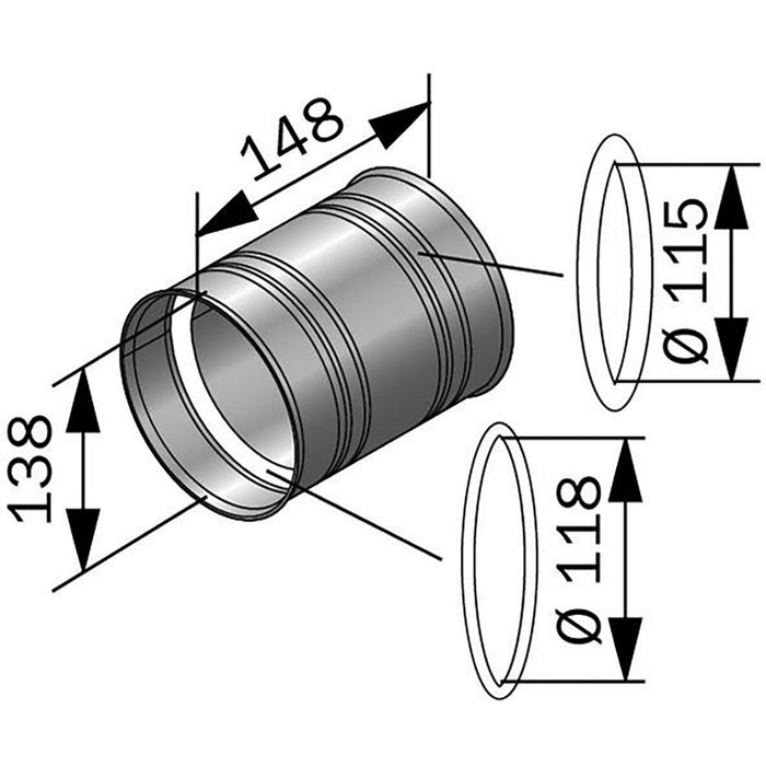 Finnish Sauna Builders Harvia Masonry Connector WZ011115 Stainless Steel - Finnish Sauna Builders — exterior view