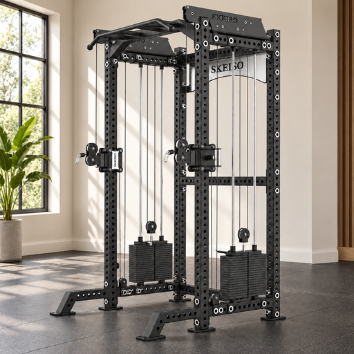 SKEISO SKS-2 half rack cable trainer in a home gym