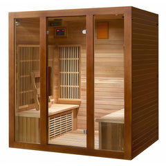 SunRay 4 Person Cedar Sauna w/Carbon Heaters/Side Bench Seating  HL400KS Roslyn