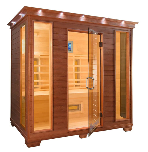 Therasauna Four Person Straight Bench Infrared Sauna Ts8454 Natural Aspen Hardwood Finish Saunas