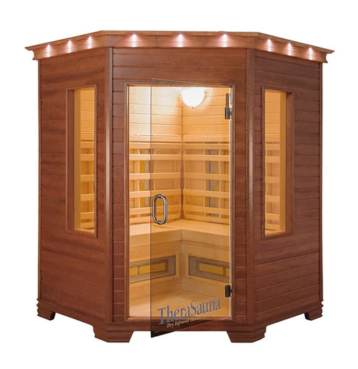 Therasauna Three Person Corner Infrared Sauna Ts6439 Natural Aspen Hardwood Finish Saunas