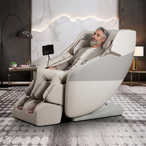 Titan Pro 4D Astro – 4D Massage Mechanism & SL massage chair upright in living-room setting