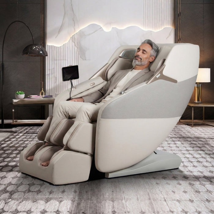 Titan Pro 4D Astro – 4D Massage Mechanism & SL massage chair upright in living-room setting