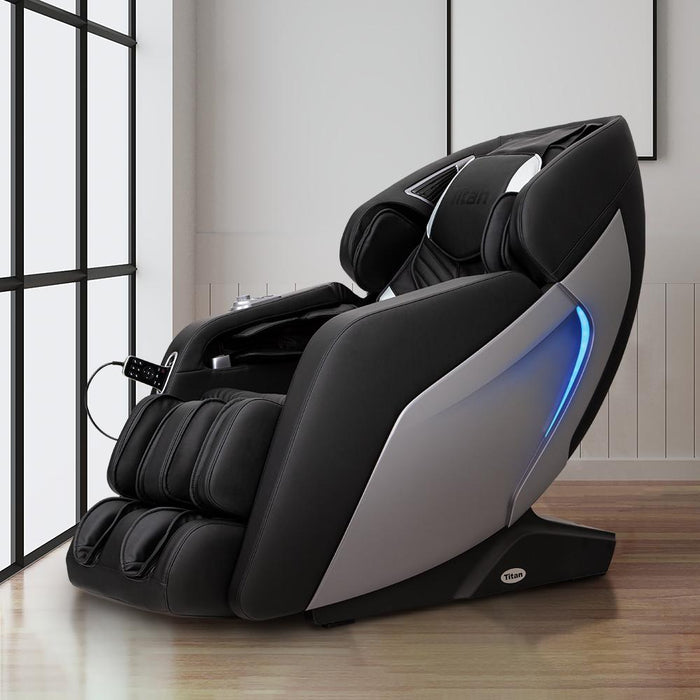 Titan Pro-Acro 3D – 3D Massage Mechanism & SL massage chair upright in living-room setting