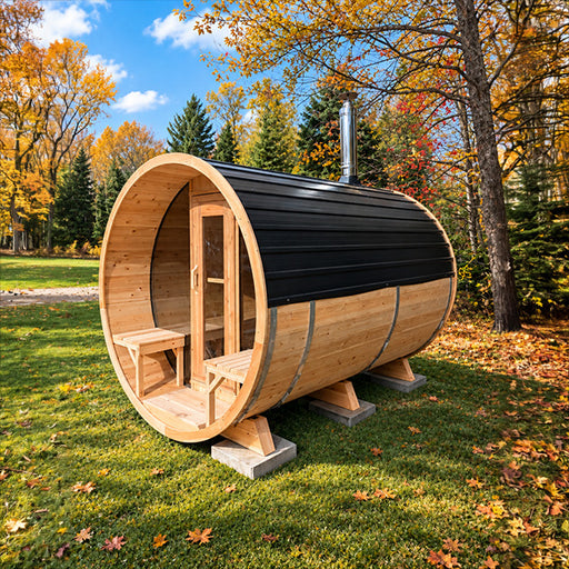Canadian Timber Tranquility Barrel Sauna with Halfmoon Windows - photo 2