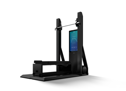 OxeFit XS1 smart home gym in black — front three-quarter view