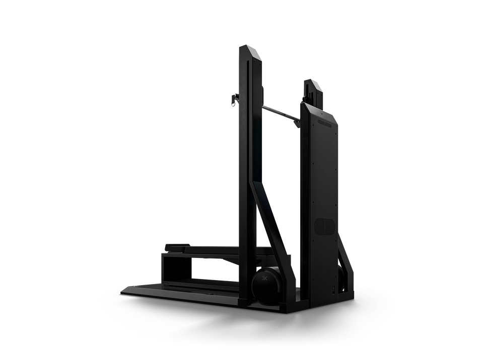 OxeFit XS1 32-inch touchscreen interface showing workout dashboard
