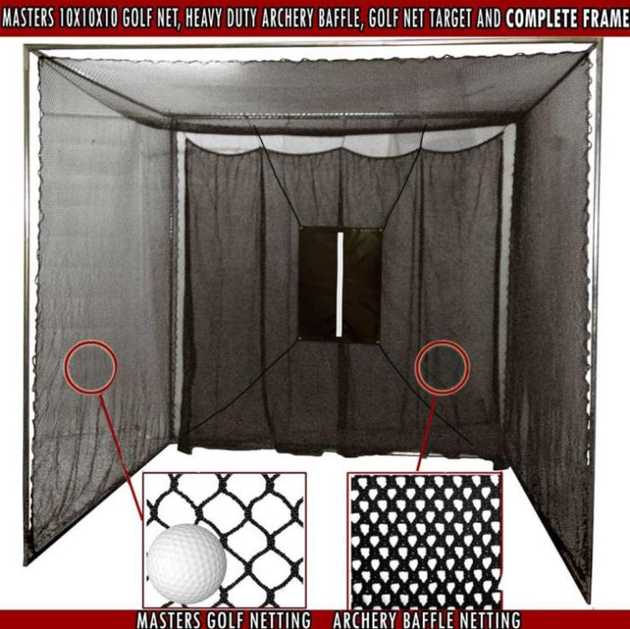 Cimarron 10x10x10 Masters Golf Net with Complete Frame - MAS10GNCF